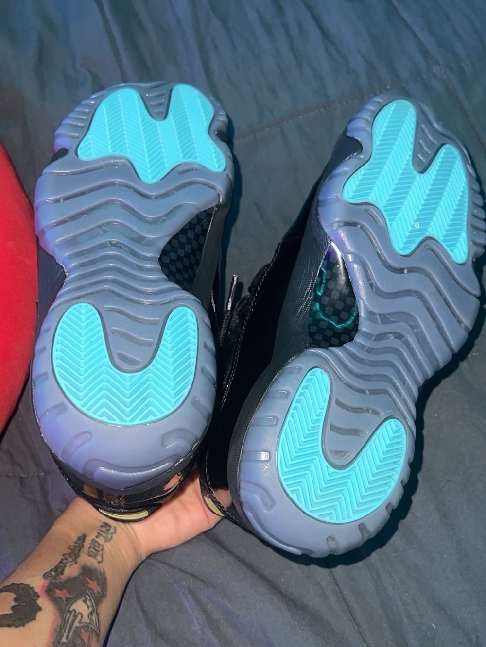 Jordan Women's Black Sneakers with Teal Outsole